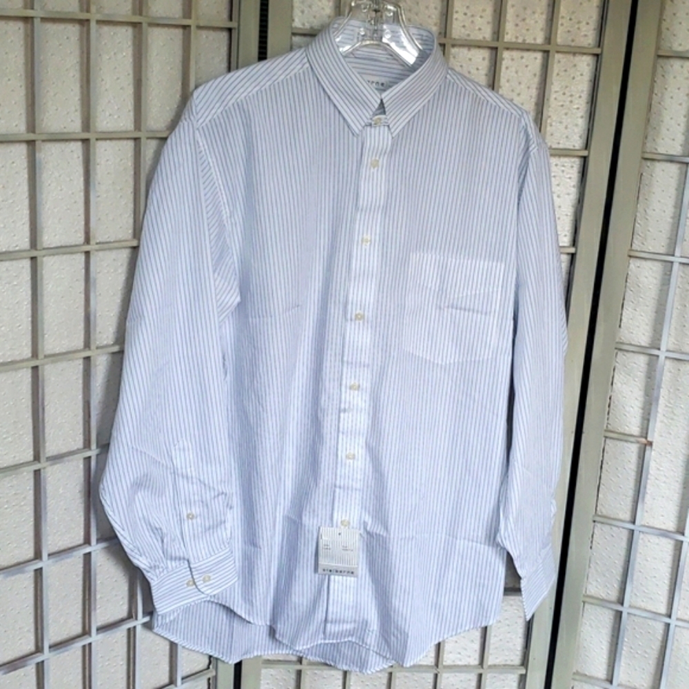 Claiborne nwt white and blue stripes formal mens shirt size 15.5